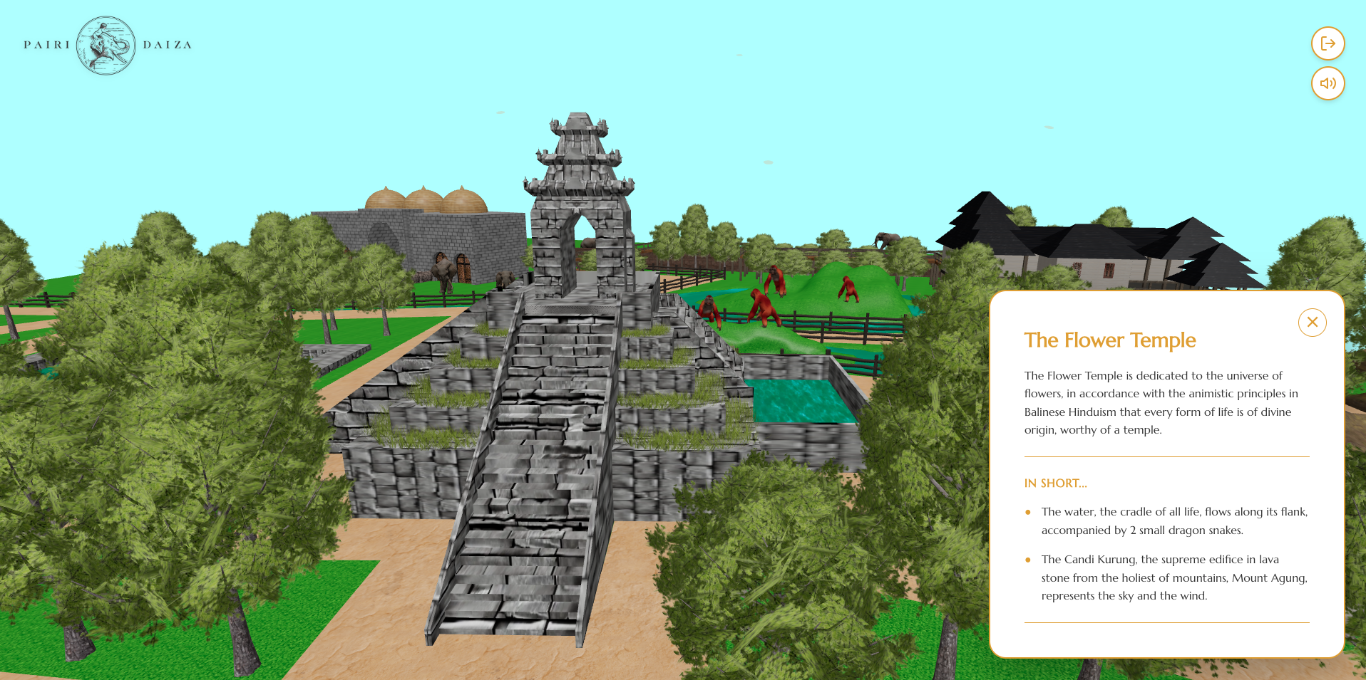 Temple view - Pairi Daiza 3D Map